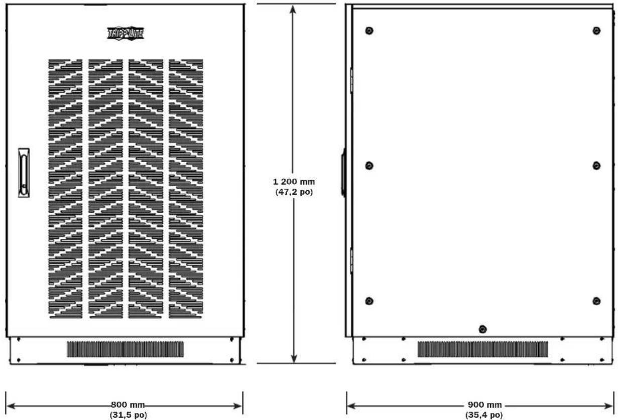 Tripp Lite BP240V100 - Dimensions pour BP240V65, BP240V65-NIB, BP240V100, BP240V100-NIB - 1