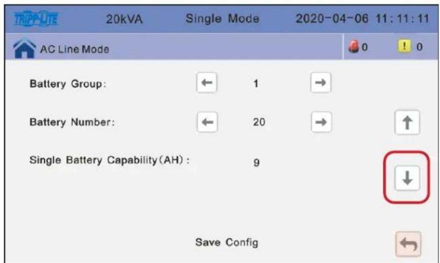 Tripp Lite BP240V09NIB - Paso 3: Configuración de la Capacidad de Una Sola Bateria (Ah) - 1
