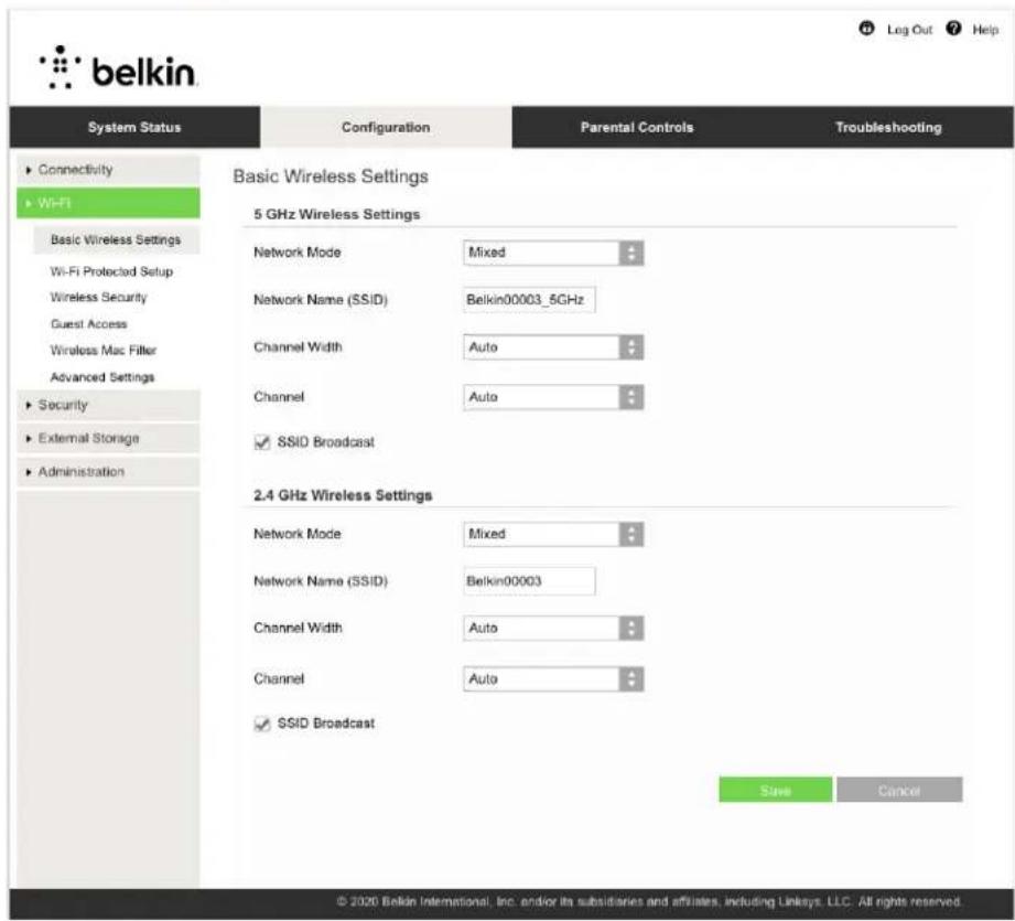 BELKIN RT3200 - Basic Wireless Settings (Grundlæggende trådløse indstillinger) - 1