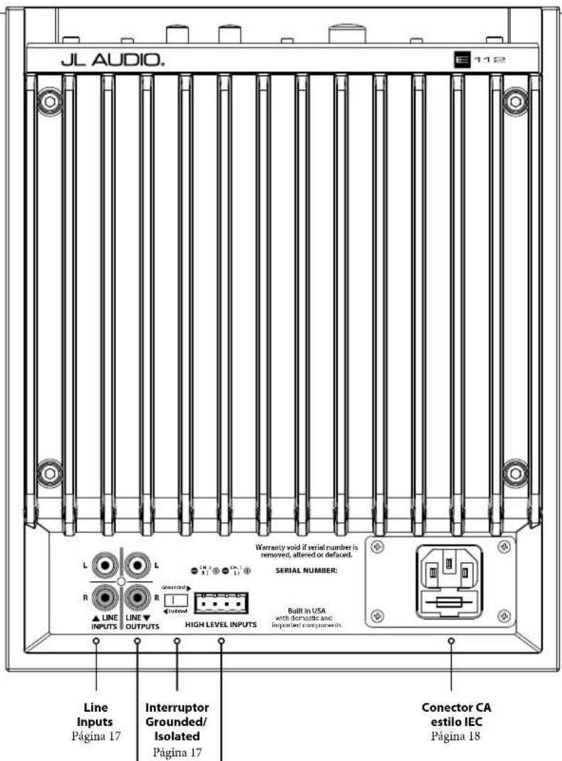 JL Audio ESub - Panel de conexión trasero (se muestra el modelo de 120 V) - 1