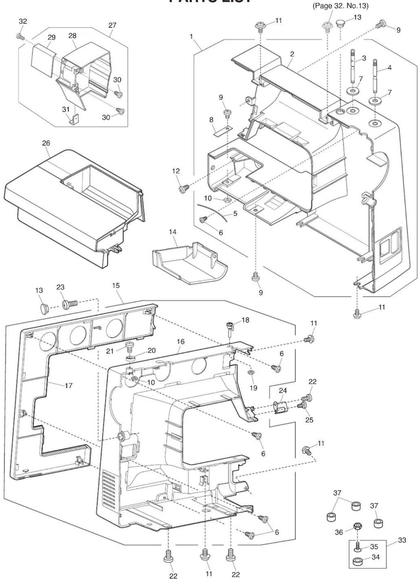 JANOME 1522DG - PARTS LIST - 1