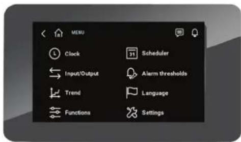Carel heaterSteam titane - Menu de système - 1