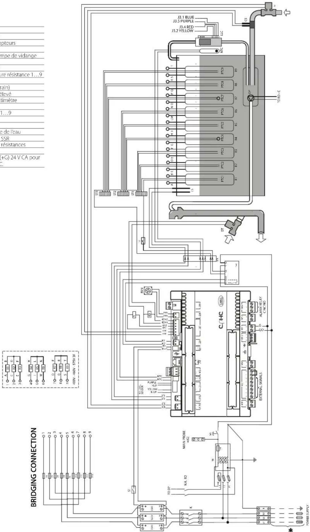 Carel heaterSteam titane - Schéma électrique UR080 triphase (400-460-575 V) - version U - 1
