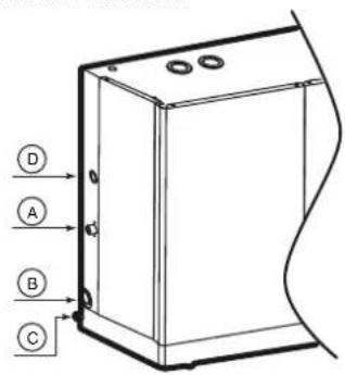 Carel heaterSteam titane - Préparation pour les branchements hydrauliques : - 2
