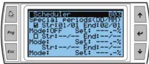 Carel heaterSteam titane - Menu B. Plages horaires (menu Principal) - 2