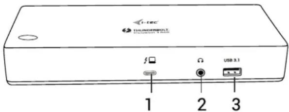 i-TEC TB3CDUALDPDOCK - Panel przedni: - 1