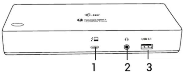 i-TEC TB3CDUALDPDOCK - Predný panel: - 1