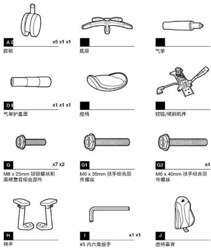 CORSAIR TC70 - TC 系列包装内容物 组装 TC 系列游戏椅 - 1