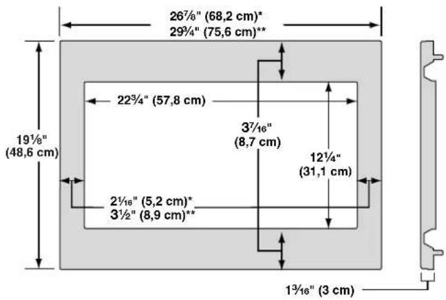 JENN-AIR MKC2157AV - Dimensions du cadre de la trousse de garniture - 1