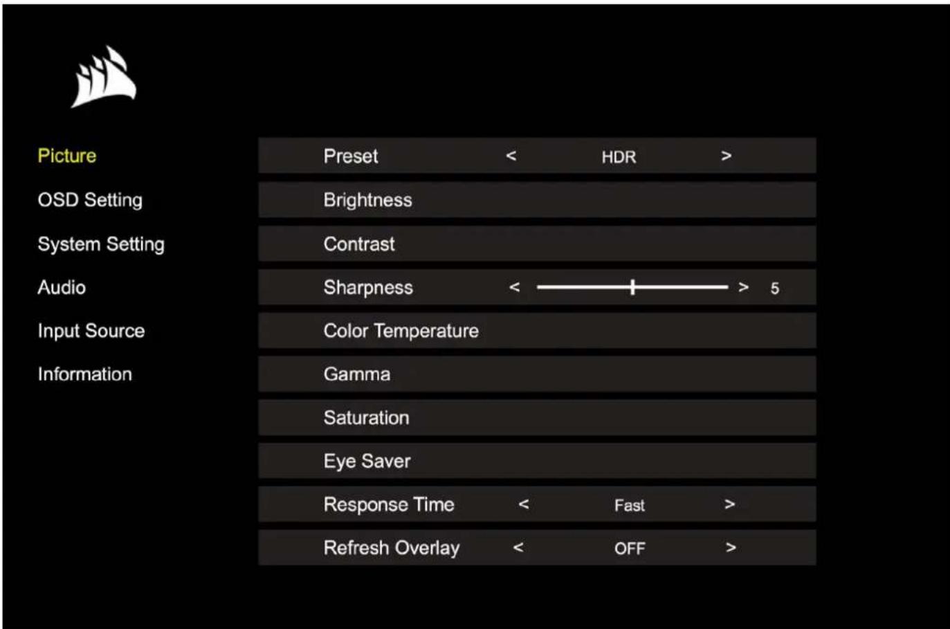 CORSAIR Xeneon 32UHD144 - OSD - Impostazioni imagine - 1