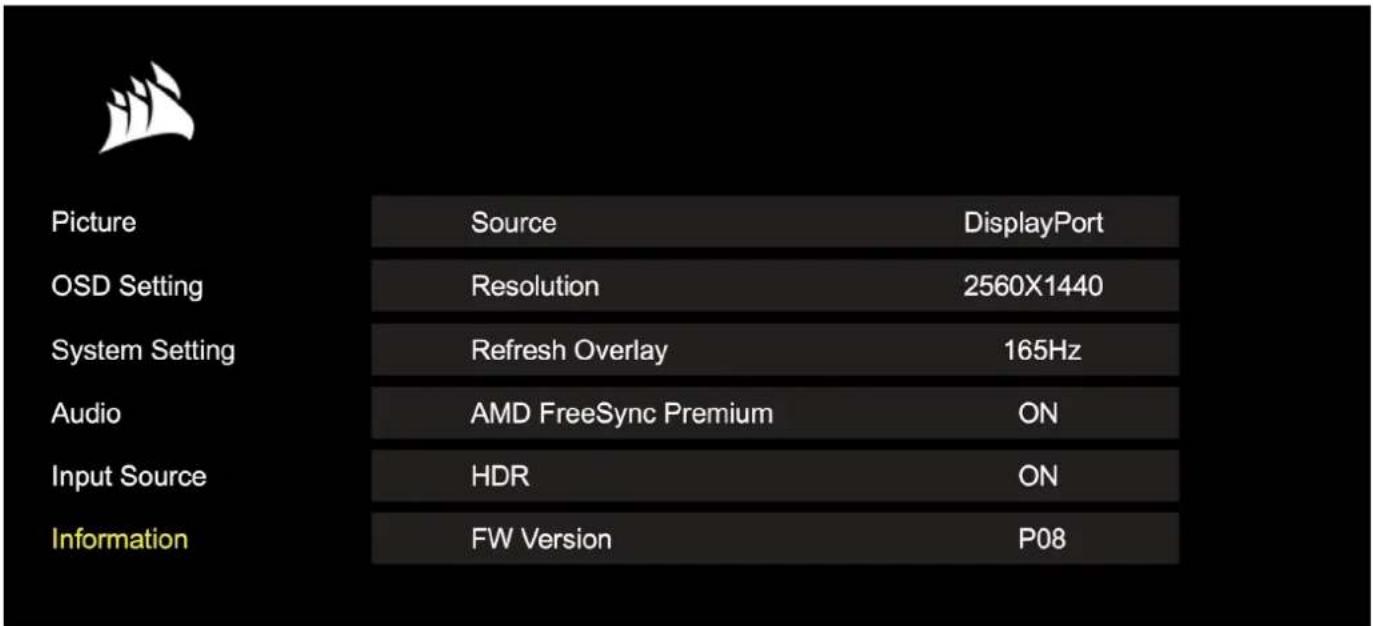 CORSAIR Xeneon 32UHD144 - OSD - Information - 1