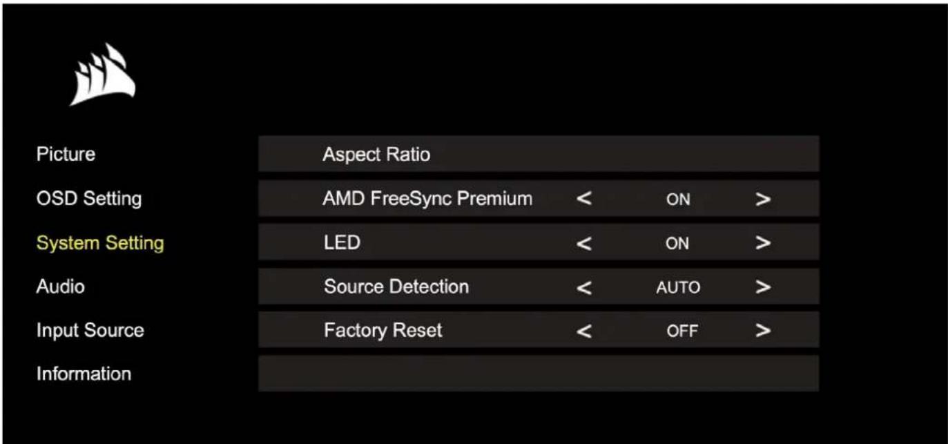 CORSAIR Xeneon 32UHD144 - OSD - System Setting - 1