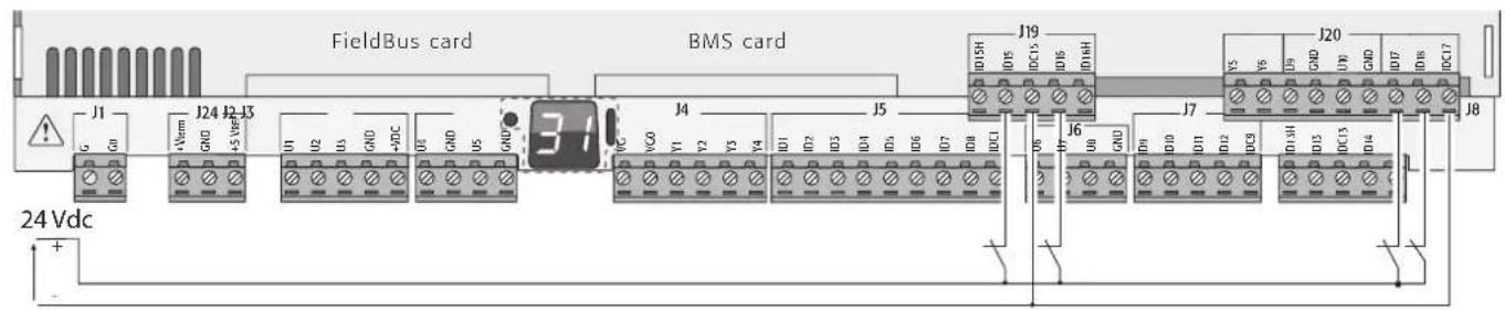 Carel pCO5+ HS - Entrées numériques alimentées à 24 Vcc - 2