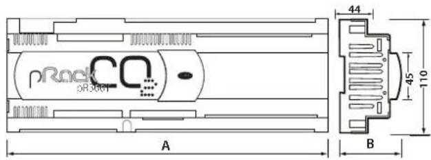 Carel pRack pR300T - Dimensions de la carte pRack pR300T S, M, D, L - 1