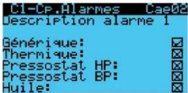 Carel pRack pR300T - Descriptions possibles pour alarmes compresseurs - 1