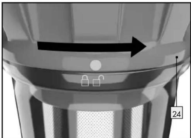 SILVERCREST SHAZ 22.2 E6 - Pri ciisteni filtru postupujte nasledujicim zpusobem: - 1