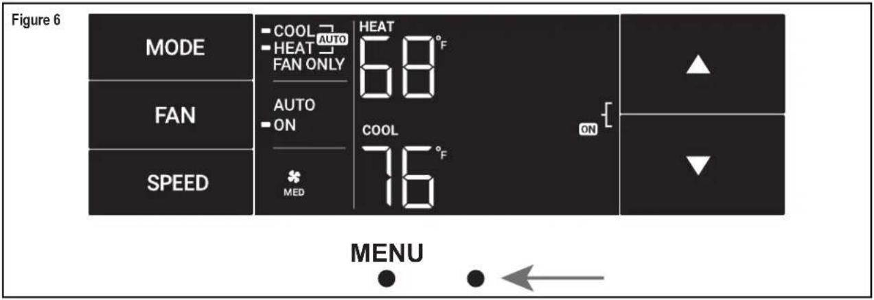 Figure 6 MODE FAN SPEED COOL AUTO HEAT FAN ONLY AUTO ON MED HEAT 68°F COOL 76°F ON MENU