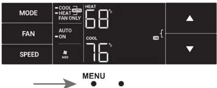 MODE - COOL AUTO - HEAT FAN ONLY 68°F AUTO - ON COOL 76°F SPEED ON MENU