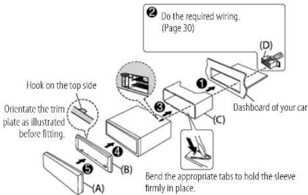 KENWOOD KDCX305 - Installing the unit (in-dash mounting) - 2