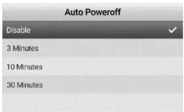 Auto Poweroff Disable 3 Minutes 10 Minutes 30 Minutes