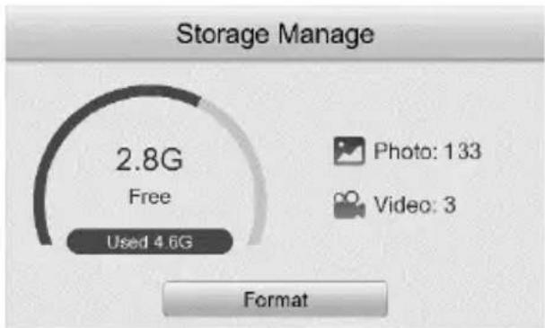 Storage Manage 2.8G Free Used 4.6G Photo: 133 Video: 3 Format