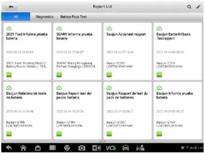 Report List All Diagnostics Battery Pack Test 2021 Ford Informe prueba bateria 2022-08-04 06:02:02 2021/ Ford/ Mustang Mash-E/ Barely Electric Vehicle / 75-9. SGMW Informe prueba bateria 2022-08-04 07:54:07 SGMW/ Wuling Rongpung EV/Fasc Charging)/ LZW5024... Baojun Accu test rapport 2022-08-04 07:13:40 Baojun/ E100/ LZW7001EVA1HAN Baojun Batteritillbaka Testrapport 2022-08-04 06:53:33 Baojun/ E100/ LZW7001EVA1HAN Baojun Relatório de teste da bateria 2022-08-04 06:39:48 Baojun/ E100/ LZW7001EVA1HAN Baojun Report test del pacco batteria 2022-08-04 05:24:26 Baojun/ E100/ LZW7001EVA1HAN Baojun Rapport de test du pack de batteries 2022-08-04 03:58:17 Baojun/ E100/ LZW7001EVA1HAN Baojun Informe prueba bateria 2022-08-04 03:42:03 Baojun/ E100/ LZW7001EVA1HAN