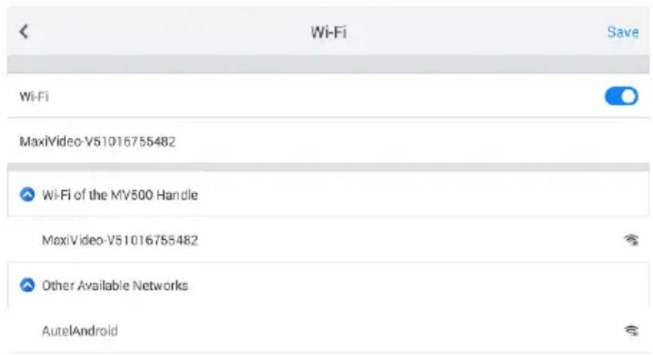 Wi-Fi Save Wi-Fi MaxiVideo-V51016755482 Wi-Fi of the MV500 Handle MaxiVideo-V51016755482 Other Available Networks AutelAndroid