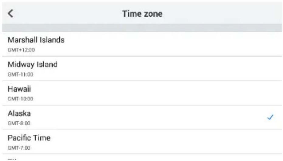 Time zone Marshall Islands GMT+12:00 Midway Island GMT-11:00 Hawaii GMT-10:00 Alaska GMT-8:00 Pacific Time GMT-7:00
