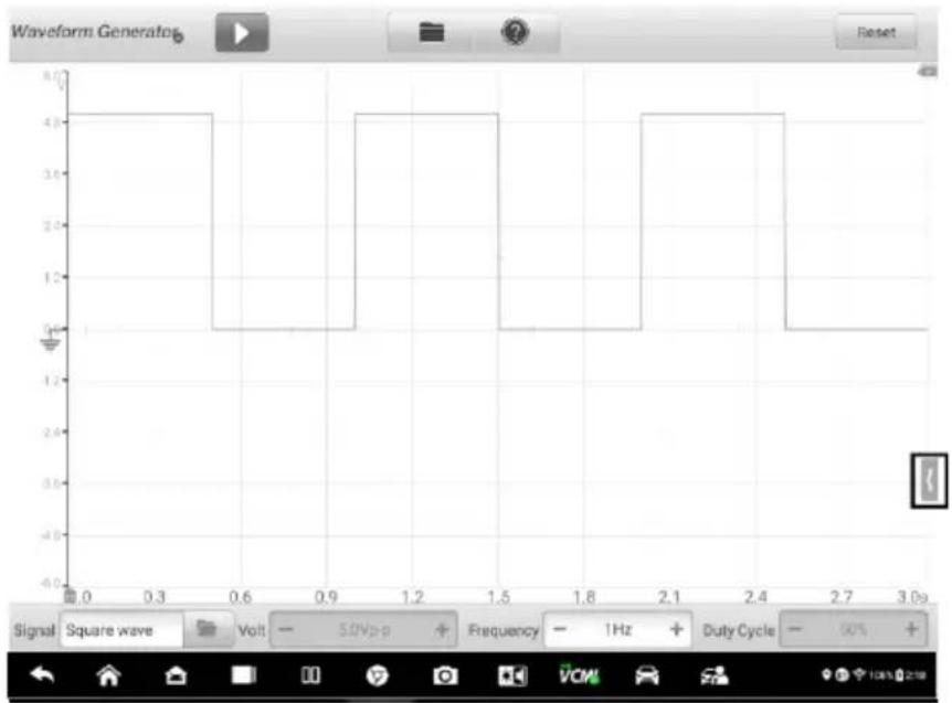 Waveform Generator Reset Signal Square wave Volt — 5.0Vp-p + Frequency — 1Hz + Duty Cycle — 50% + VCM VCM VCM