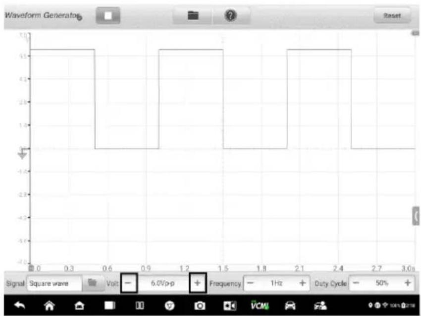 Waveform Generator Reset Signal Square wave Volt - 6.0Vp-p + Frequency - 1Hz + Duty Cycle - 50% + VCM