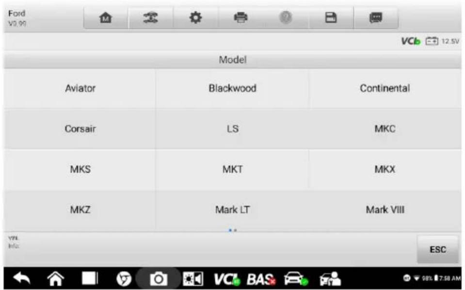 Ford V0.99 Model Aviator Blackwood Continental Corsair LS MKC MKS MKT MKX MKZ Mark LT Mark VIII VNL Info: ESC