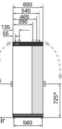 Nibe S11556 PC - Dimensions et branchements des tuyaux - 1
