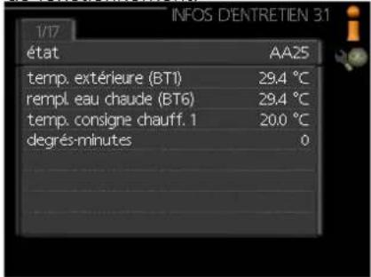 Nibe AMS108 - Menu 3.1 - Infos d'entretien - 1