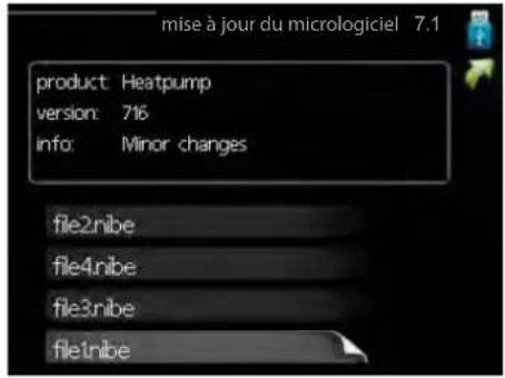 Nibe AMS108 - Sélectionner un autre fichier Menu 7.3 - Gérer réglages - 1