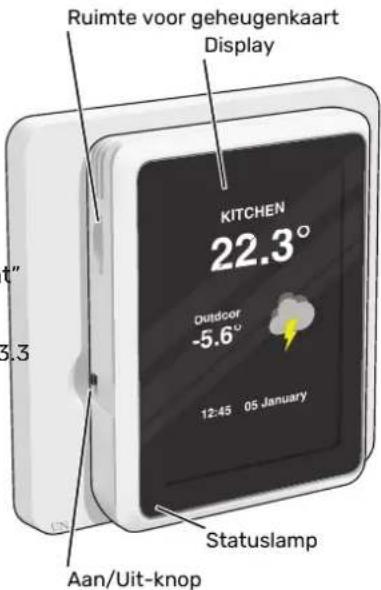 Ruimte voor geheugenkaart Display KITCHEN 22.3° Outdoor -5.6° 12:45 05 January Statuslamp Aan/Uit-knop t" 3.3