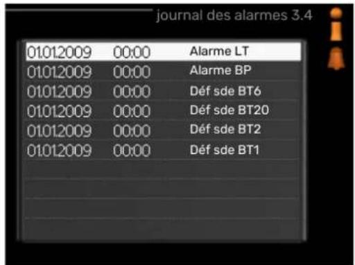 Nibe F470 - MENU 3.4 - Journal des alarmes - 1
