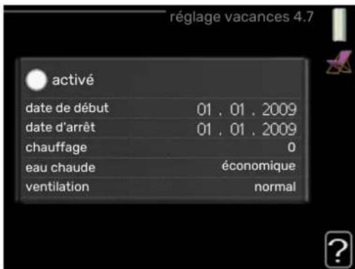 Nibe F470 - MENU 4.7 - Réglage vacances - 1