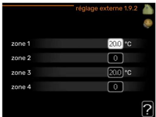 Nibe F470 - Réglage de la température (sans sonde d'ambiance activée) : - 1