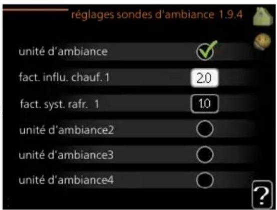 Nibe F1255 PC6 - RÉGLAGES SONDES D'AMBIANCE - 1