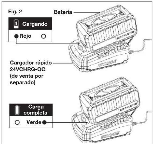 Snow Joe 24VX220SBCT - Carga de las baterias - 2
