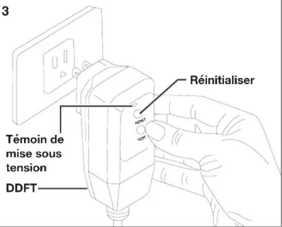 3 Réinitialiser Témoin de mise sous tension DDFT