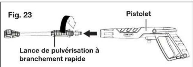 Fig. 23 Lance de pulvérisation à branchement rapide Pistolet
