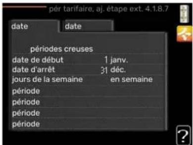 Nibe VVM 225 - MENU4.1.8.7 - PÉR TARIFAIRE, AJ. ÉTAPE - 1