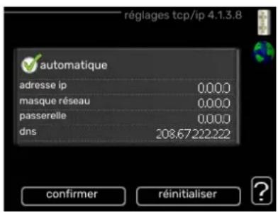 Nibe VVM 225 - MENU 4.1.3.8 - RÉGLAGES TCP/IP - 1