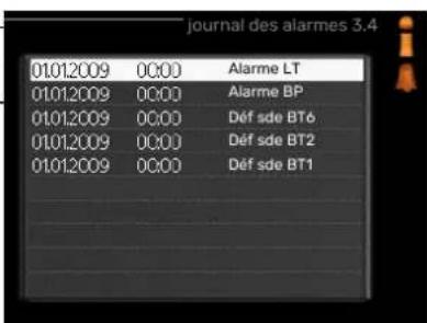 Nibe VVM 225 - MENU 3.4 - JOURNAL DES ALARMES - 1