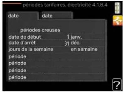 Nibe VVM 225 - MENU 4.1.8.4 - PÉRIODES TARIFAIRES, ÉLECMENU 4.1.10 - ÉLECTRICité SOLAIRE TRICITÉ (ACCESSOIRE REQUIIS) - 1