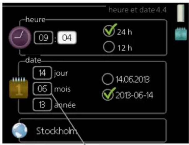 Nibe VVM 310 - Réglage d'une valeur - 1