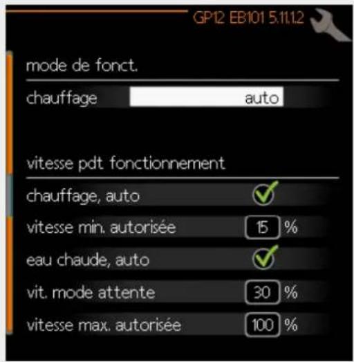 Nibe BASVM 102006 - Menu 5.11.1.2 - Pompe de charge (GP12) - 1