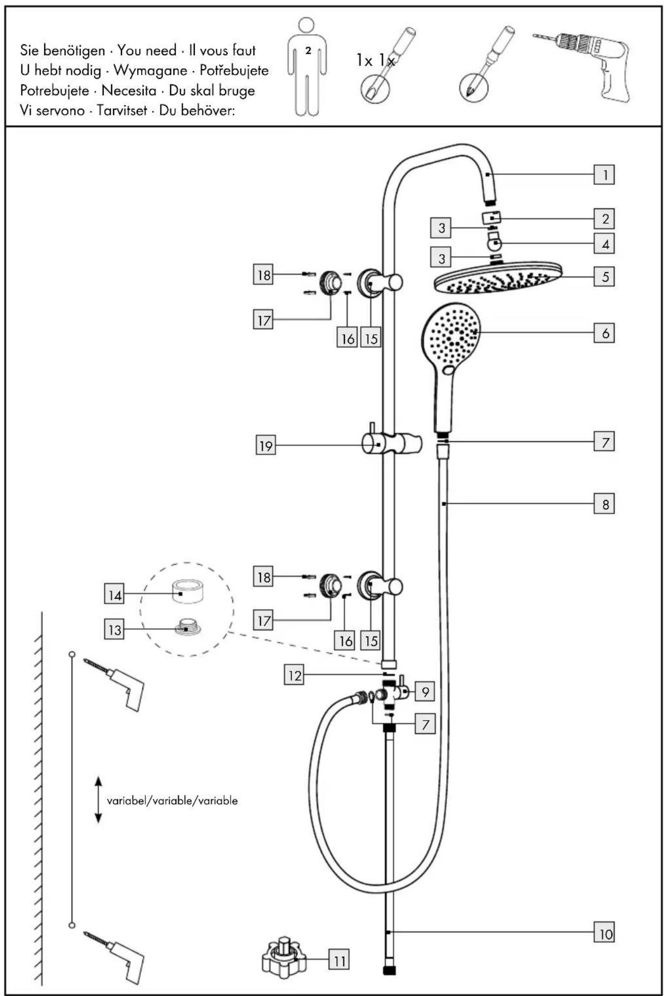 Livarno Lux IAN 385269 - OVERHEAD SHOWER KIT WITH ANTI-DRIPSYSTEM - 1