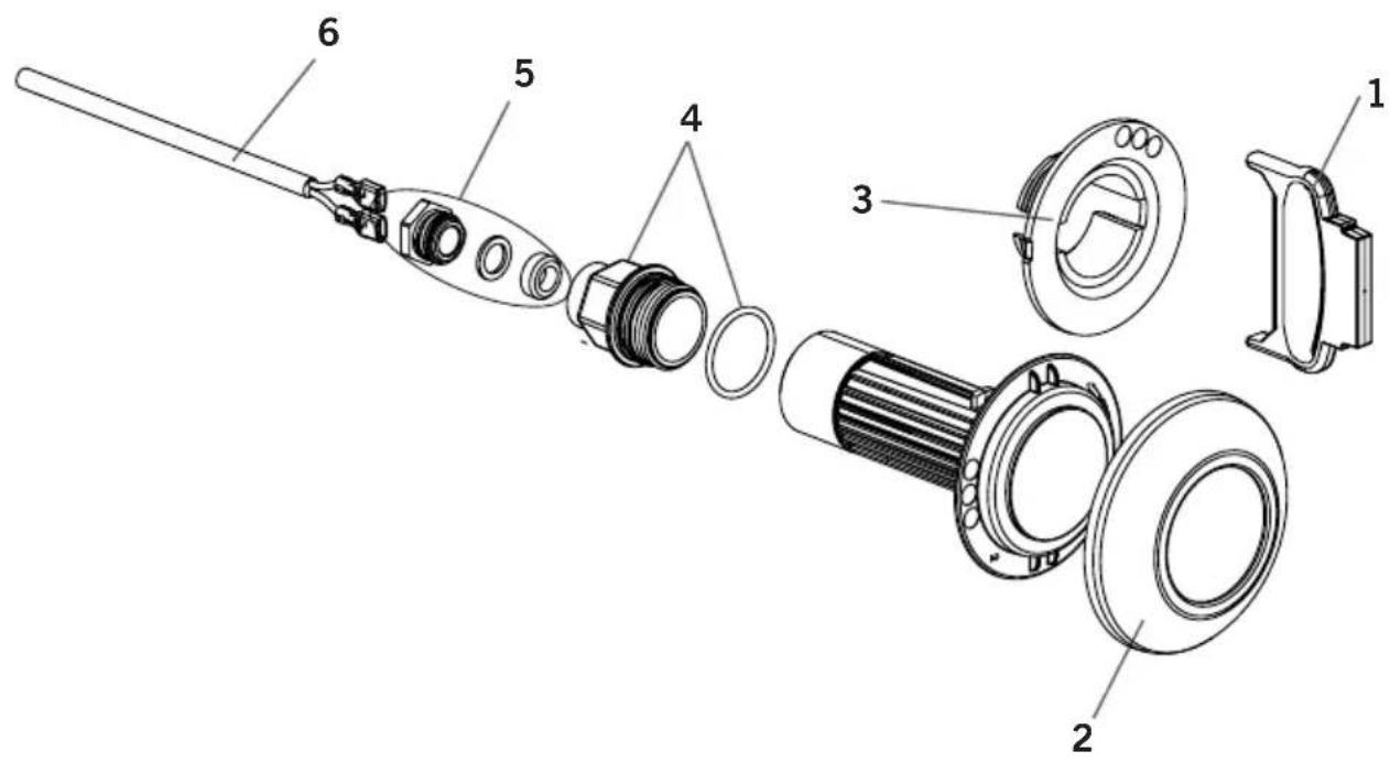 Exploded view diagram of a mechanical device with numbered parts for identification
